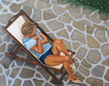Quadro di Regine Freier con libro di Andrea De Carlo