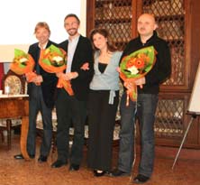 Da sinistra Federico Moro, Riccardo Petito, Federica Pozzi e Tiziano Scarpa